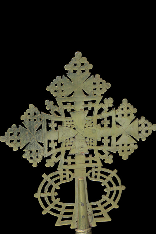 Ethiopian Coptic Processional Cross 36cm - Handmade Mixed Metal Orthodox Cross