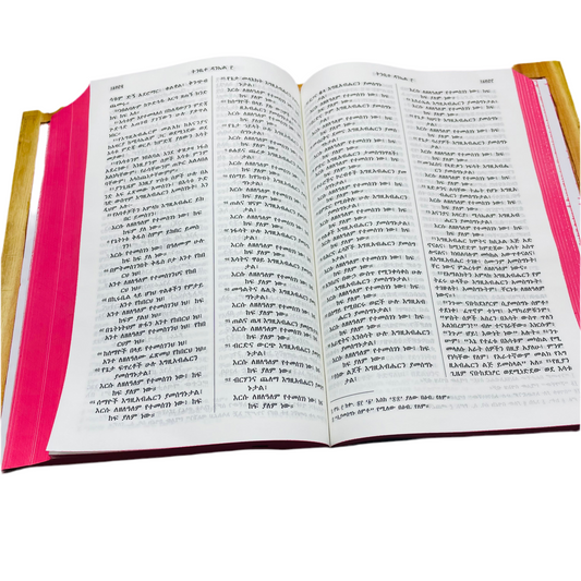 Ethiopian Amharic Bible Orthodox 81 (መጽሐፍ ቅዱስ) - Handmade Carved Wooden Cover