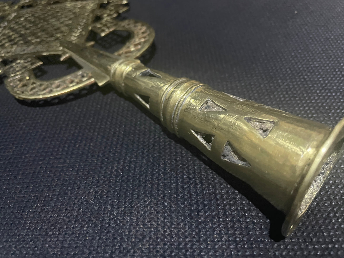 Ethiopian Brass Processional Cross 35cm - Handmade Coptic Orthodox Blessing Cross