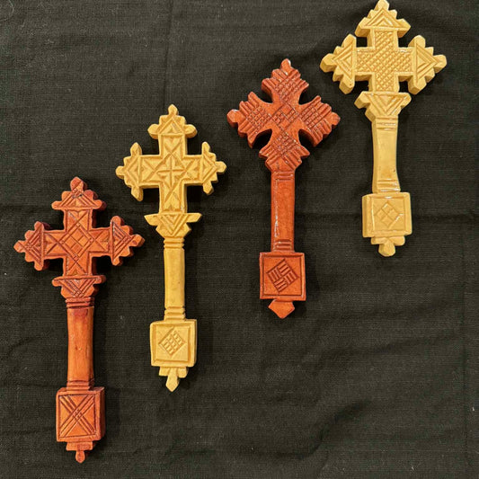 Ethiopian Wooden Wall Cross Set of 4 – Handmade in Ethiopia – Christian Prayer Decor Gift