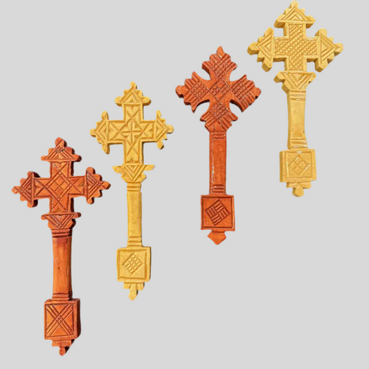Ethiopian Wooden Wall Cross Set of 4 – Handmade in Ethiopia – Christian Prayer Decor Gift