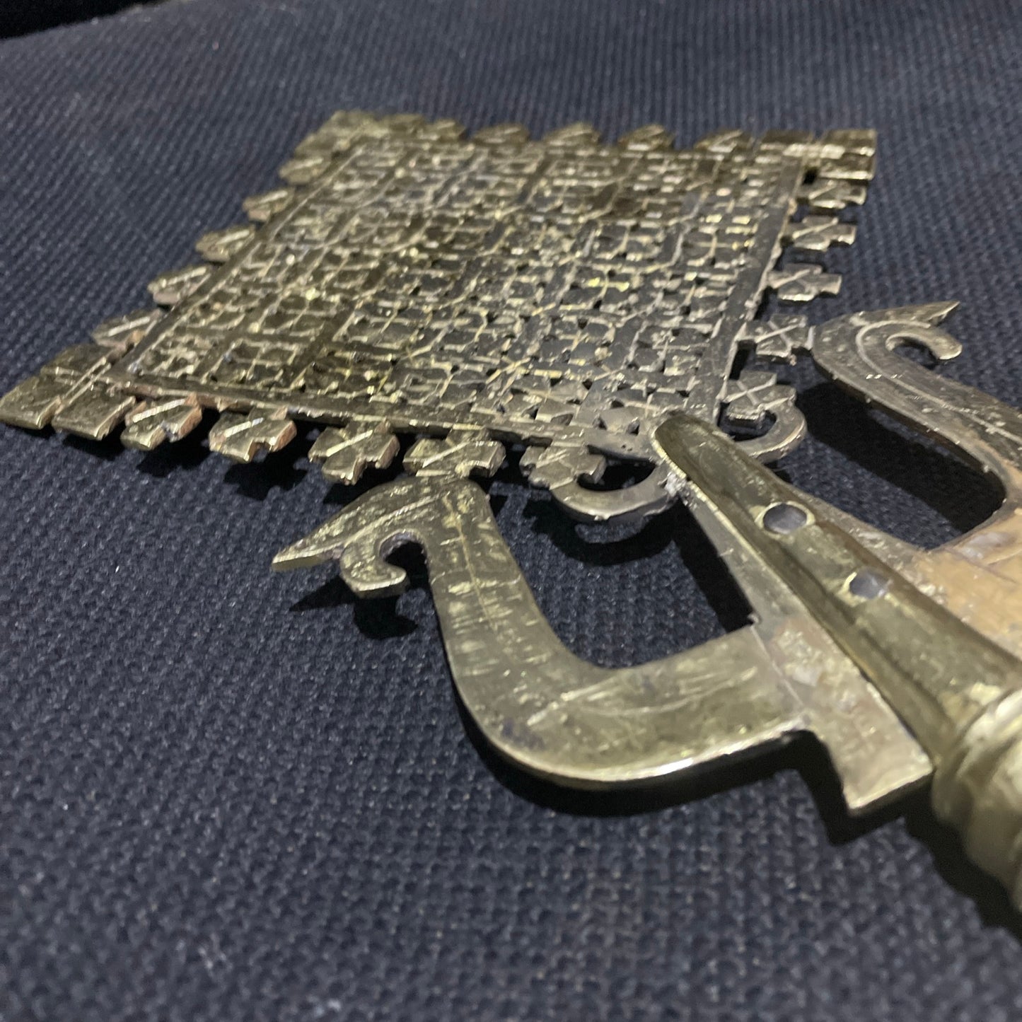 Ethiopian Brass Processional Cross 35cm - Handmade Coptic Orthodox Blessing Cross