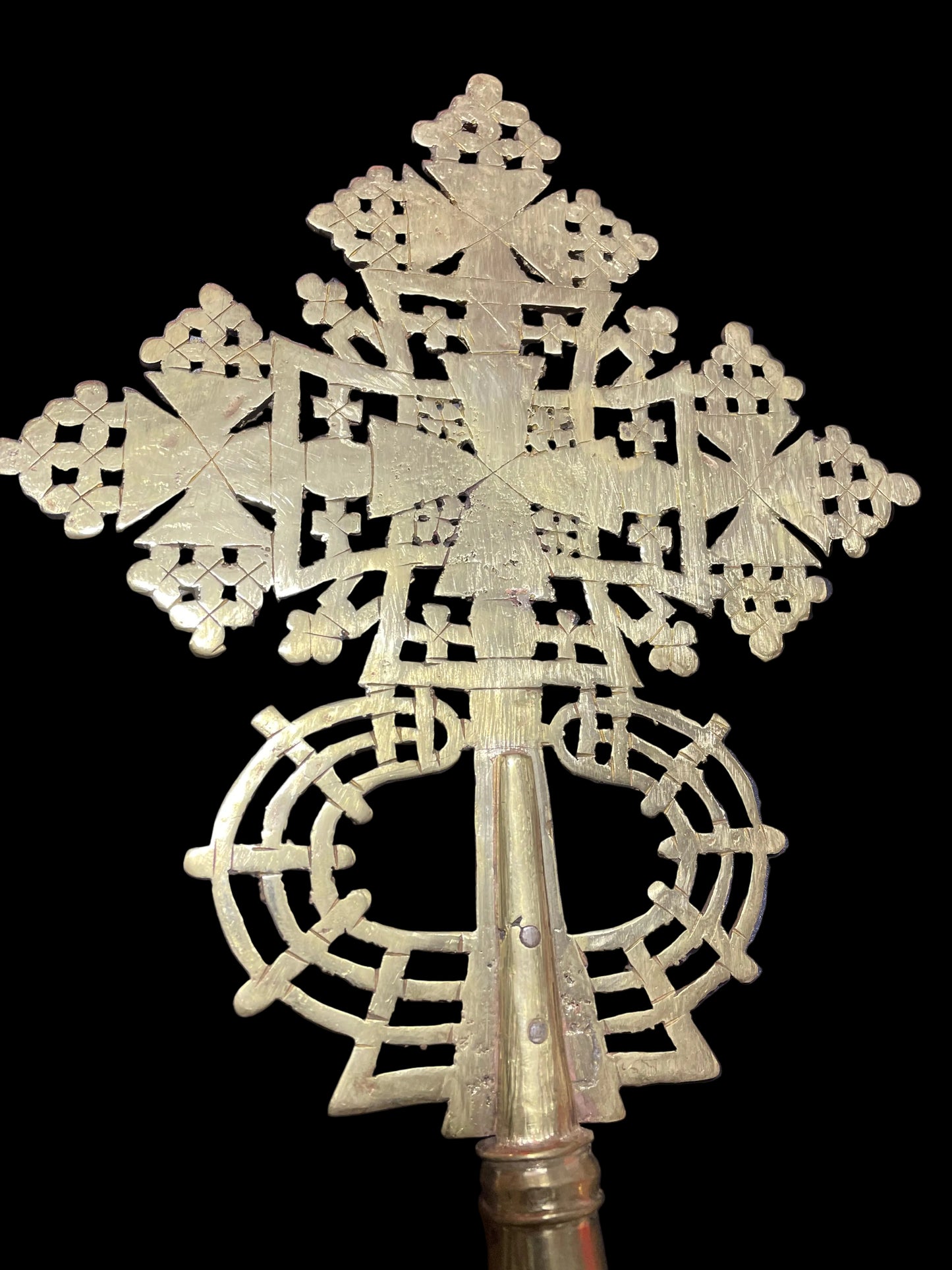 Ethiopian Coptic Processional Cross 36cm - Handmade Mixed Metal Orthodox Cross