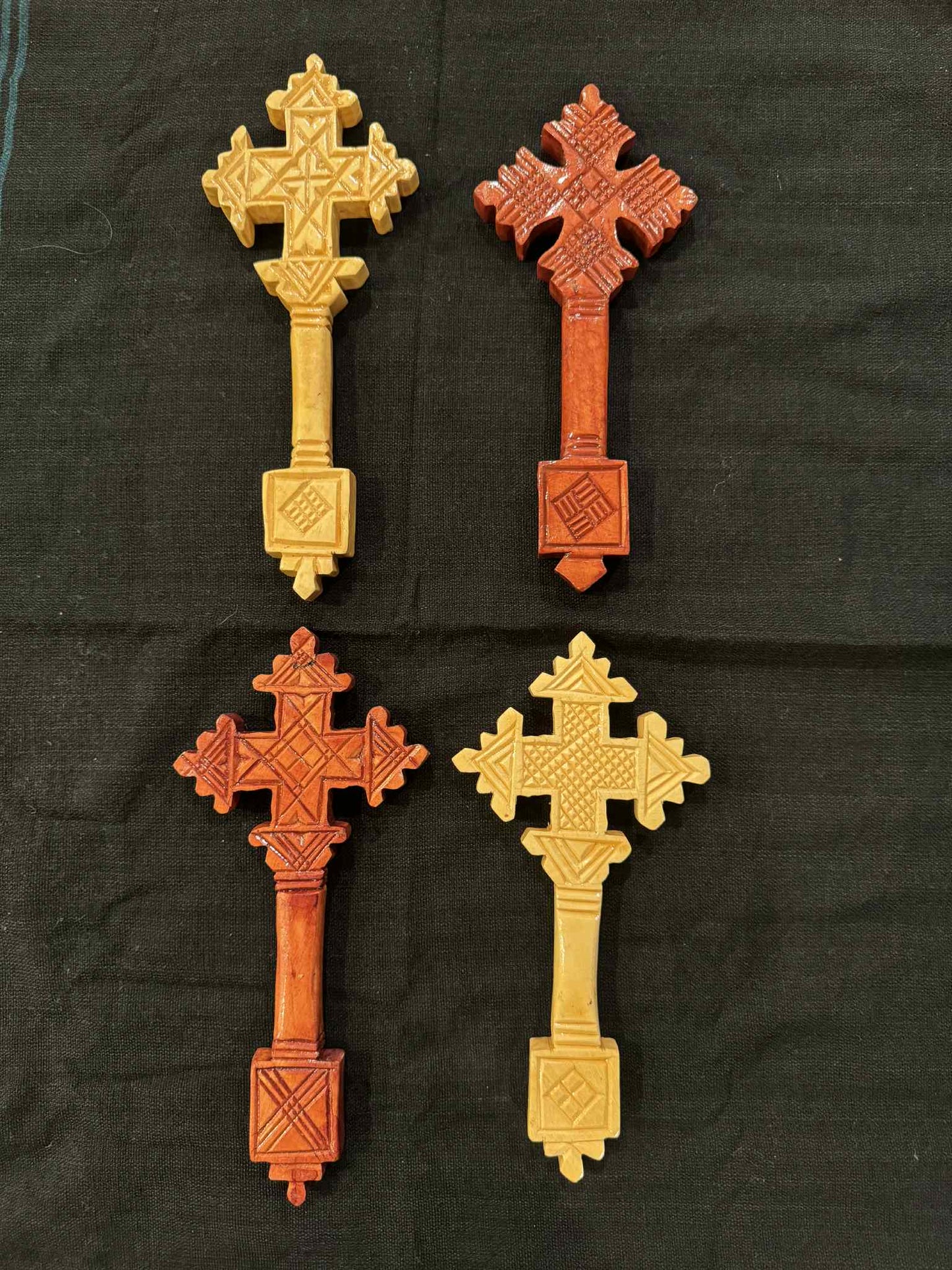 Ethiopian Wooden Wall Cross Set of 4 – Handmade in Ethiopia – Christian Prayer Decor Gift