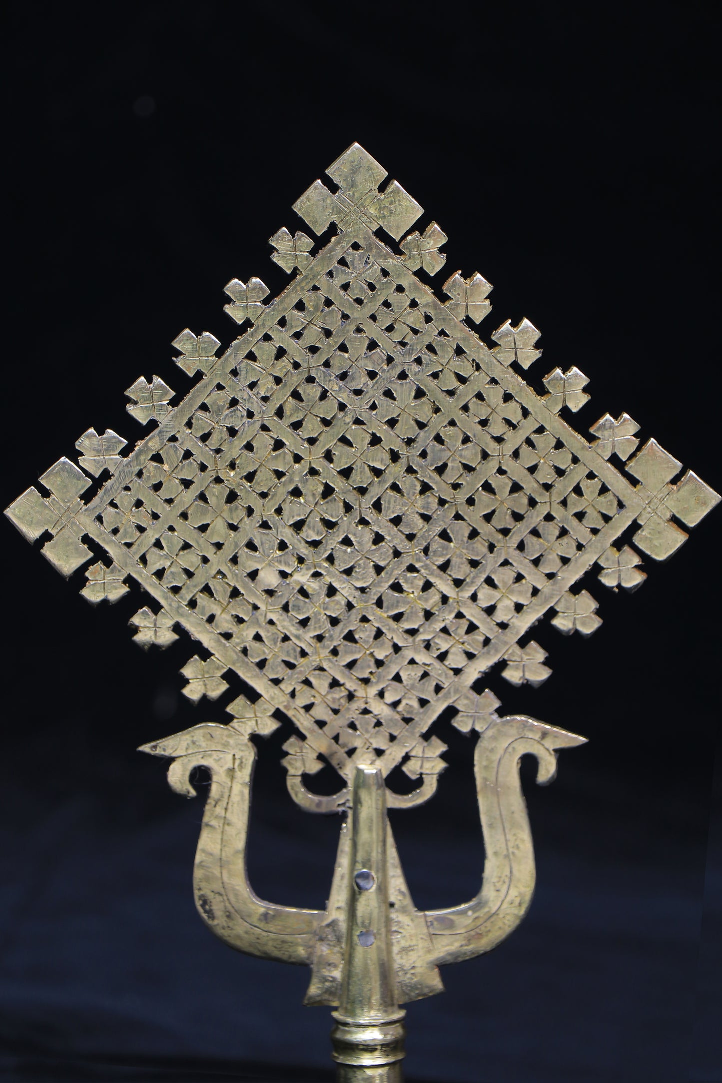 Ethiopian Brass Processional Cross 35cm - Handmade Coptic Orthodox Blessing Cross